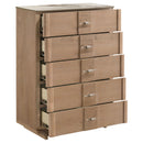  Coaster Furniture Leanne 223135 5-drawer Sinter Stone Top Chest - Light Oak IMAGE 12