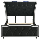  Coaster Furniture Lorient 223161Q Queen LED Upholstered Wingback Bed - Black IMAGE 3