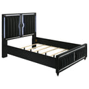  Coaster Furniture Ravenne 223191Q Velvet Upholstered Queen LED Panel Bed - Black IMAGE 1
