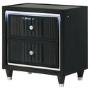  Coaster Furniture Ravenne 223192 2-drawer Velvet Upholstered LED Nightstand with USB - Black IMAGE 12