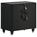  Coaster Furniture Ravenne 223192 2-drawer Velvet Upholstered LED Nightstand with USB - Black IMAGE 2
