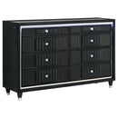  Coaster Furniture Ravenne 223193 8-drawer Velvet Upholstered LED Dresser Cabinet - Black IMAGE 1