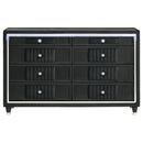  Coaster Furniture Ravenne 223193 8-drawer Velvet Upholstered LED Dresser Cabinet - Black IMAGE 8
