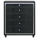  Coaster Furniture Ravenne 223195 5-drawer Velvet Upholstered LED Chest - Black IMAGE 7