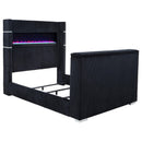  Coaster Furniture Tisdall 315868BLKQ Queen Flame Visualizer Wingback TV Bed - Black IMAGE 1