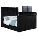  Coaster Furniture Centergrove 315945Q Upholstered Queen Wingback TV Bed - Black IMAGE 2