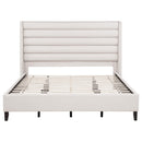  Coaster Furniture Leslie 315983KE Upholstered Tufted Eastern King Wingback Platform Bed - Beige IMAGE 3
