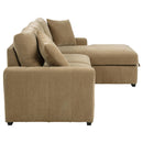  Coaster Furniture Pastrana 500348 Upholstered Sleeper Sectional Sofa RAF Chaise - Camel IMAGE 4