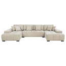  Coaster Furniture Cannella 500350 U-Shaped Double Chaise Upholstered Sectional Sofa - Beige IMAGE 3