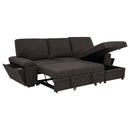  Coaster Furniture Demko 500356 Sleeper Sectional Sofa with Speaker and Storage Chaise - Brown IMAGE 3