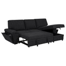  Coaster Furniture Demko 500357 Sleeper Sectional Sofa with Speaker and Storage Chaise - Black IMAGE 3