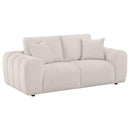 Coaster Furniture Burnett 504956 Chenille Upholstered Wide Arm Loveseat - Ivory IMAGE 1