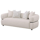  Coaster Furniture Jeanette 508961 84-inch Fabric Upholstered Round Arm Sofa - Beige IMAGE 11