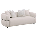  Coaster Furniture Jeanette 508961 84-inch Fabric Upholstered Round Arm Sofa - Beige IMAGE 1