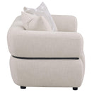  Coaster Furniture Jeanette 508962 73-inch Fabric Upholstered Round Arm Loveseat - Beige IMAGE 10