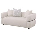  Coaster Furniture Jeanette 508962 73-inch Fabric Upholstered Round Arm Loveseat - Beige IMAGE 11