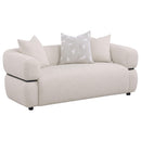  Coaster Furniture Jeanette 508962 73-inch Fabric Upholstered Round Arm Loveseat - Beige IMAGE 1