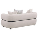  Coaster Furniture Jeanette 508962 73-inch Fabric Upholstered Round Arm Loveseat - Beige IMAGE 4