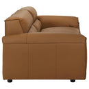  Coaster Furniture Buxton 509501 Top Grain Leather Upholstered Sofa - Orange IMAGE 3