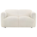  Coaster Furniture Dorset 509812 Fabric Upholstered Round Track Arm Loveseat - White IMAGE 7