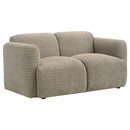  Coaster Furniture Dorset 509815 Fabric Upholstered Round Track Arm Loveseat - Brown IMAGE 1