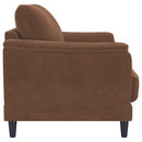  Coaster Furniture Selma 552102 Velvet Upholstered Crescent Arm Loveseat - Rust IMAGE 5