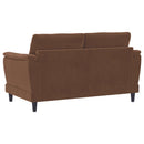  Coaster Furniture Selma 552102 Velvet Upholstered Crescent Arm Loveseat - Rust IMAGE 6