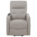 Coaster Furniture Dayes 600131P Upholstered Power Lift Recliner Chair - Taupe IMAGE 6
