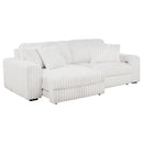  Coaster Furniture Jacana 600535P Corduroy Upholstered Dual Power Chaise Sofa - Ivory IMAGE 2