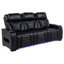  Coaster Furniture Zuma 603251PP Faux Leather Dual Power Reclining LED Sofa - Black IMAGE 1