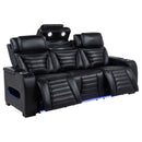  Coaster Furniture Zuma 603251PP Faux Leather Dual Power Reclining LED Sofa - Black IMAGE 3