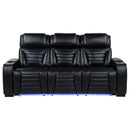  Coaster Furniture Zuma 603251PP Faux Leather Dual Power Reclining LED Sofa - Black IMAGE 5