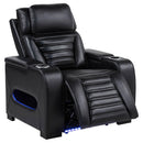  Coaster Furniture Zuma 603253PP Faux Leather Upholstered Dual Power LED Recliner - Black IMAGE 3