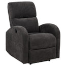  Coaster Furniture Grant 603293P Fabric Upholstered Power Recliner Chair - Charcoal Grey IMAGE 1