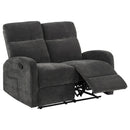  Coaster Furniture Hamilton 603375 Chenille Upholstered Manual Reclining Loveseat - Charcoal Grey IMAGE 1