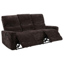  Coaster Furniture Navarro 609571 Chenille Upholstered Reclining Sofa - Dark Brown IMAGE 3