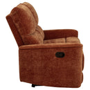  Coaster Furniture Navarro 609575 Chenille Upholstered Reclining Loveseat - Burnt Orange IMAGE 12