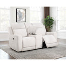  Coaster Furniture Kennett 610152P Chenille Upholstered Power Reclining Loveseat - Ivory IMAGE 6