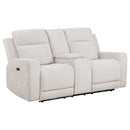  Coaster Furniture Kennett 610152P Chenille Upholstered Power Reclining Loveseat - Ivory IMAGE 8