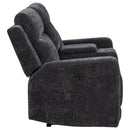 Coaster Furniture Kennett 610155P Chenille Upholstered Power Reclining Loveseat - Grey IMAGE 5