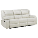  Coaster Furniture Camila 610247 Upholstered Motion Reclining Sofa - White IMAGE 1