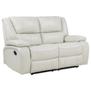  Coaster Furniture Camila 610248 Upholstered Motion Reclining Loveseat - White IMAGE 3