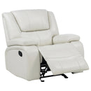  Coaster Furniture Camila 610249 Upholstered Glider Recliner Chair - White IMAGE 1
