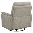  Coaster Furniture Adler 610423P Upholstered Power Swivel Glider Recliner - Greige IMAGE 2