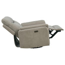  Coaster Furniture Adler 610423P Upholstered Power Swivel Glider Recliner - Greige IMAGE 3