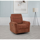  Coaster Furniture Adler 610433P Upholstered Power Swivel Glider Recliner - Rust IMAGE 2