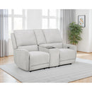  Coaster Furniture Sylmar 610522P Chenille Upholstered Power Reclining Loveseat - Dove Grey IMAGE 5