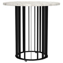  Coaster Furniture Haven 706207 Round Genuine White Marble Top Side Table - Black IMAGE 1