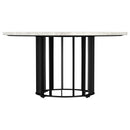  Coaster Furniture Haven 706208 Round Genuine White Marble Top Coffee Table - Black IMAGE 2