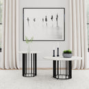  Coaster Furniture Haven 706208-S2 2-piece Round Marble Coffee and End Table Set - Black IMAGE 2